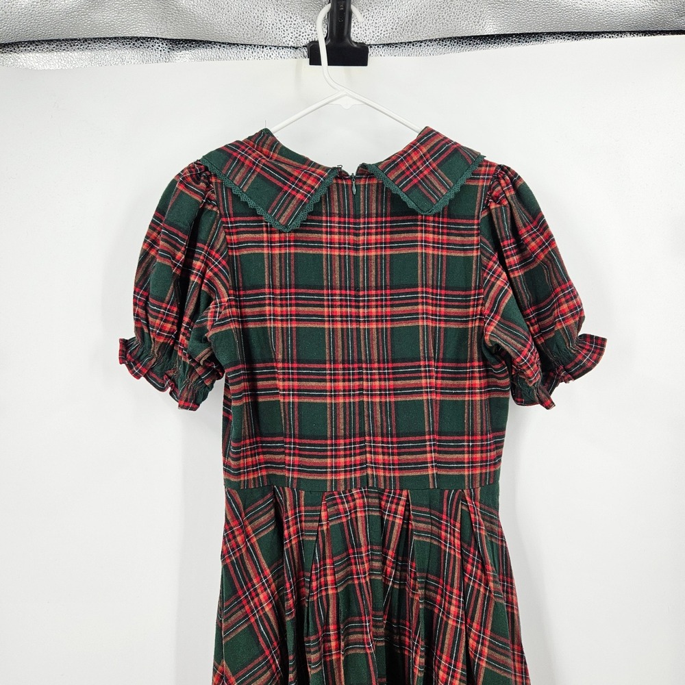Ivy City Co. Sophia Dress Red Green Plaid Ruffle Eyelet Trim Cottagecore Size 6 - Picture 8 of 11
